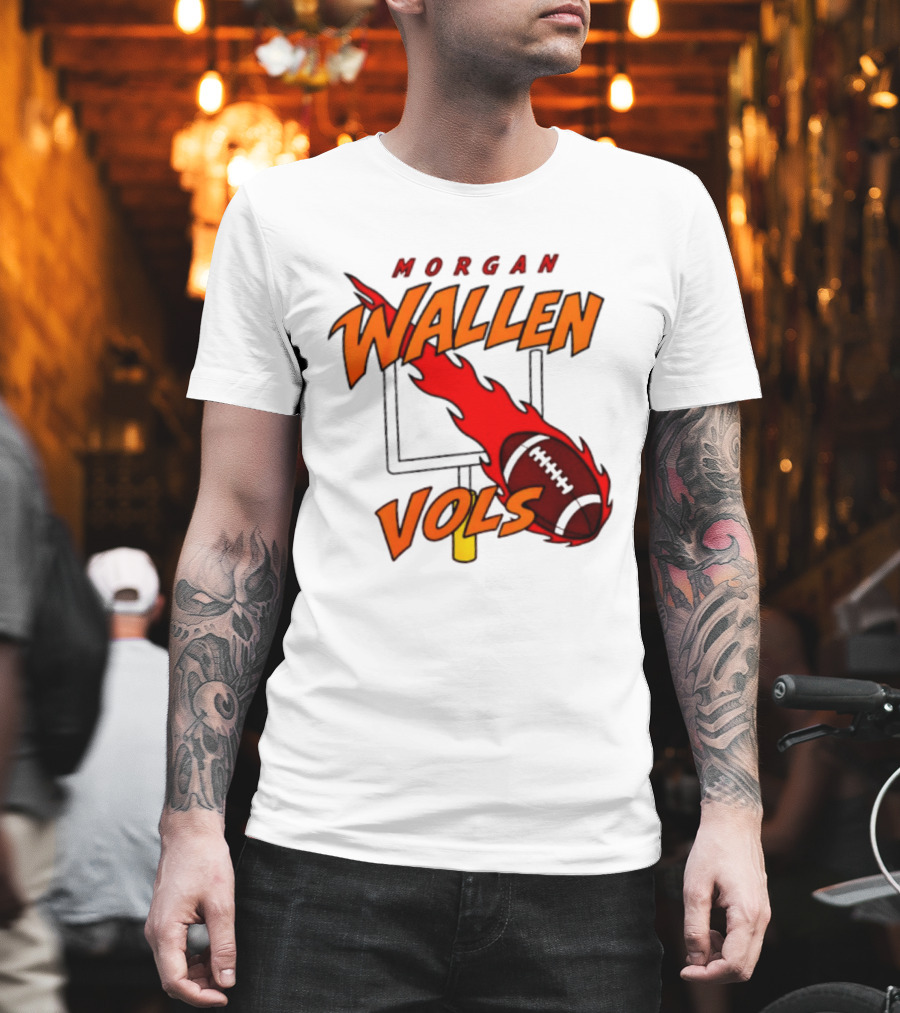 Morgan Wallen Vols Football Tennessee Volunteers Flaming Football Goalpost T-Shirt