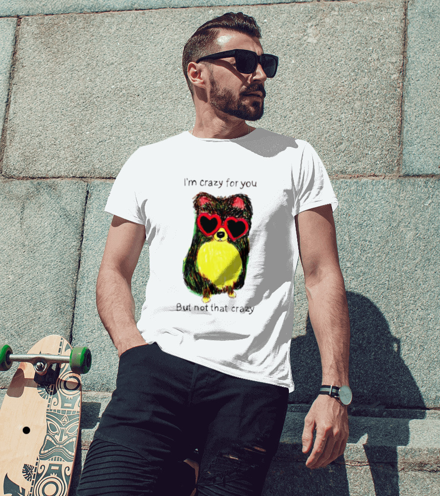 Pomeranian Wearing Heart Glasses I'm Crazy For You But Not That Crazy T-Shirt
