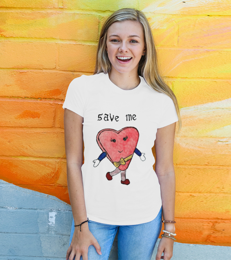 Save Me Heart Cartoon With Bowtie And Arms T-Shirt