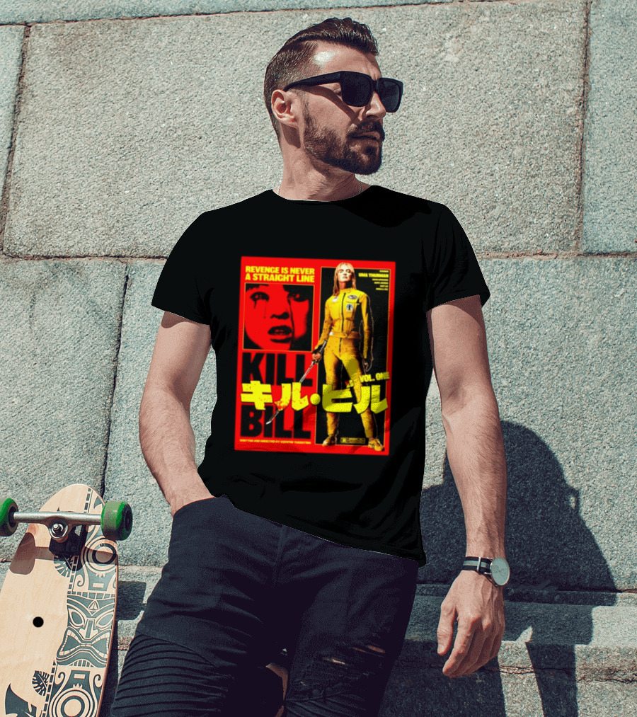 Revenge Is Never A Straight Line Kill Bill Vol One Uma Thurman Quentin Tarantino T-Shirt