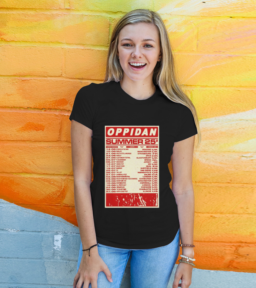 Oppidan Summer Tour 2025 Concert Dates Across UK Europe Canada USA T-Shirt