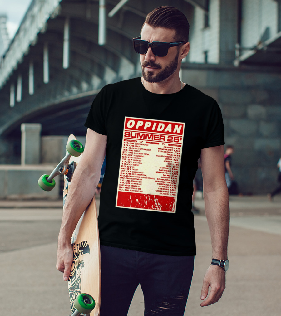 Oppidan Summer Tour 2025 Concert Dates Across UK Europe Canada USA T-Shirt
