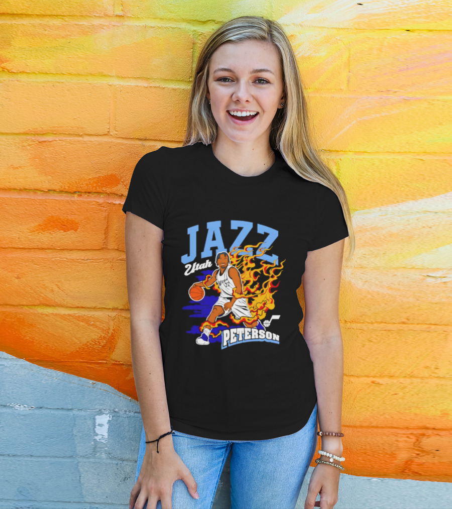 Utah Jazz Darryn Peterson Fiery Basketball Action Fan T-Shirt