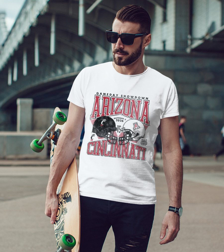 Arizona Wildcats Vs Cincinnati Bearcats October 3 2026 Football Helmet Gameday Showdown T-Shirt