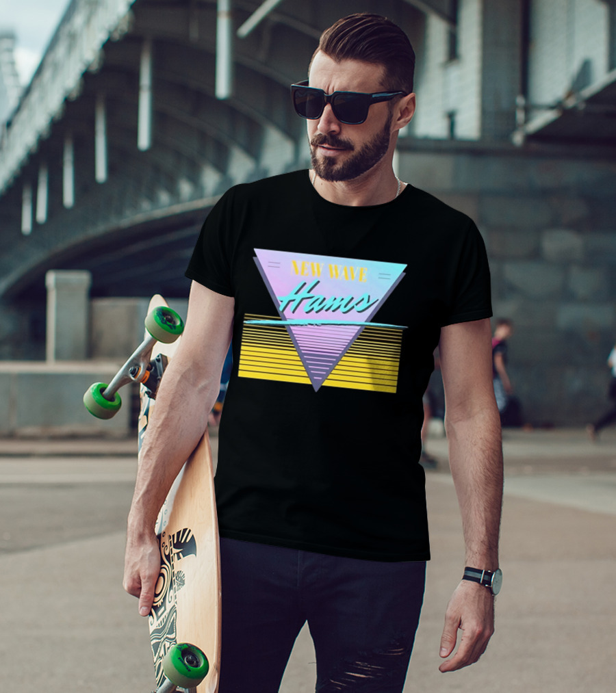 New Wave Hams Retro 80s Aesthetic Triangle Stripes T-Shirt