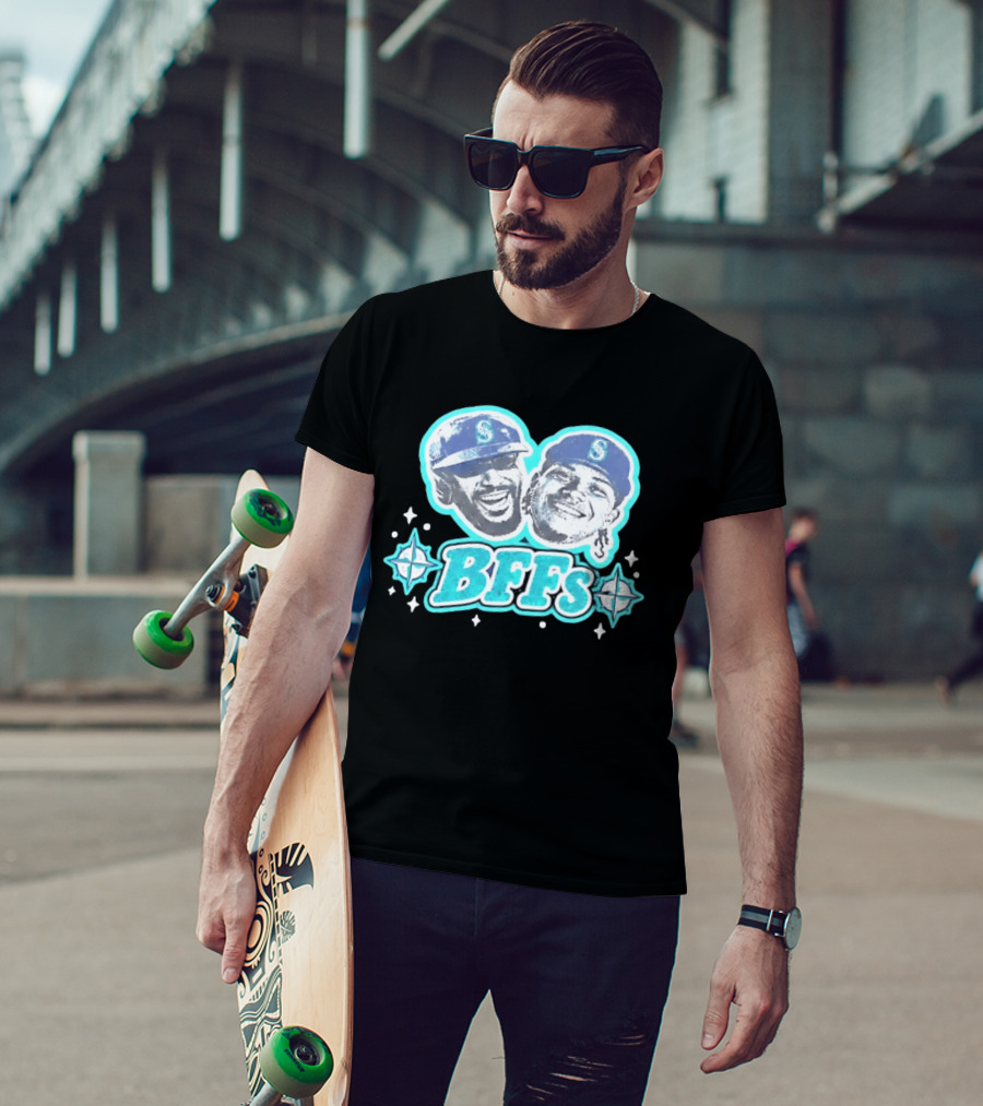 BFFs Seattle Mariners Laz Michael Arroyo Big Head T-Shirt