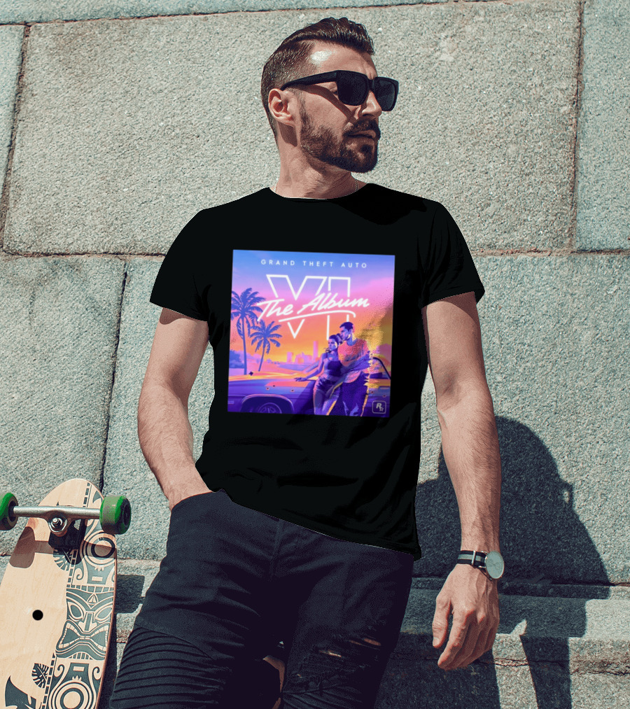 Grand Theft Auto VI The Album 2026 Retro Sunset Vibes T-Shirt