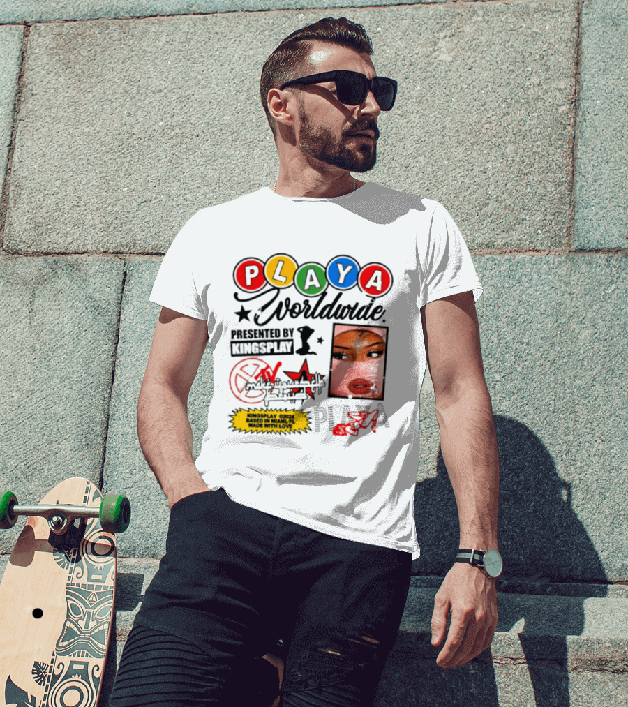 Playa Worldwide Kingsplay Miami Colorful Circles And Urban Street T-Shirt