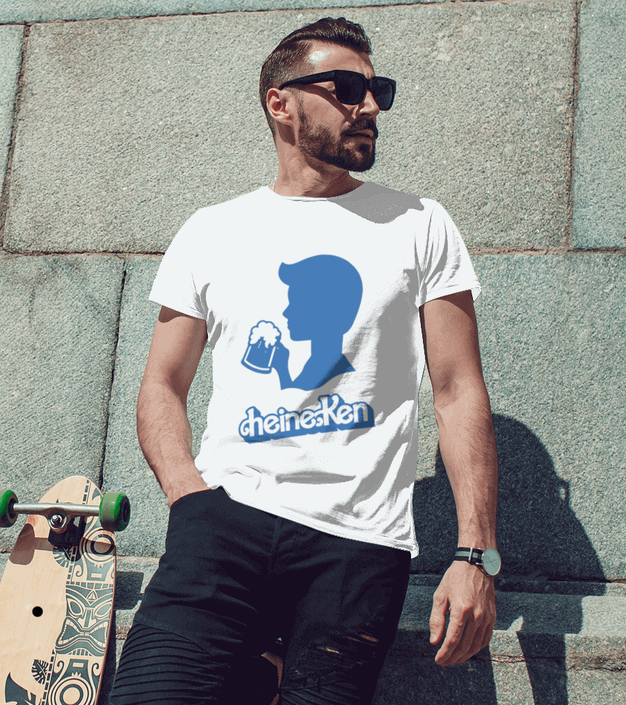 Ken Blue Beer Silhouette Heineken Play On Words T-Shirt