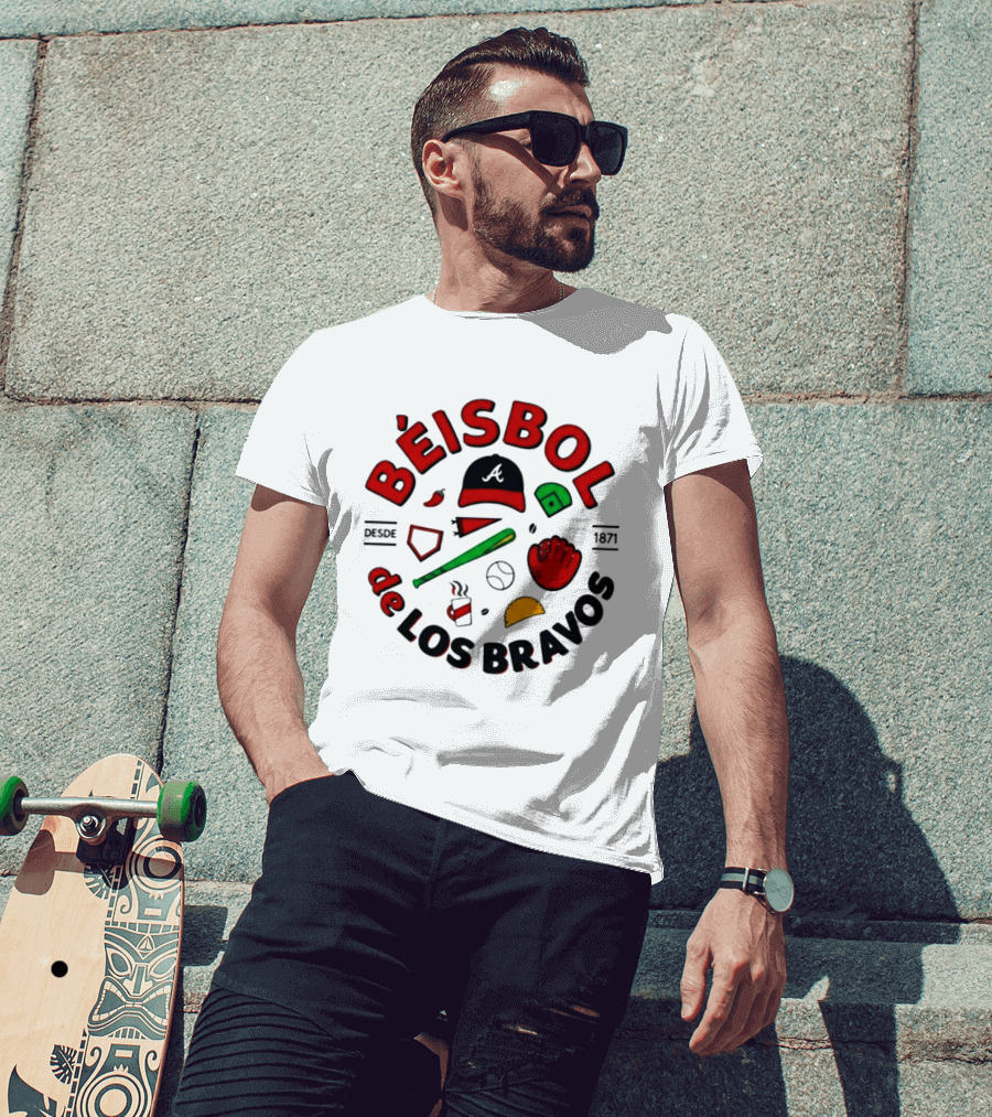 Béisbol De Los Bravos Desde 1871 Hat Bat Glove Baseball Taco Pepper Coffee T-Shirt