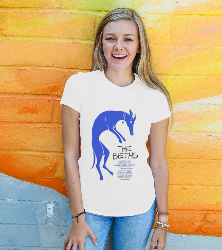 The Beths New Zealand Aotearoa 2024 Tour Blue Jumping Dog T-Shirt