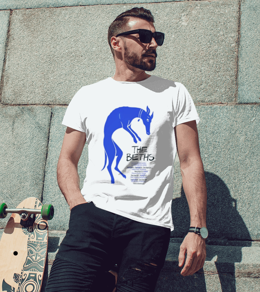 The Beths New Zealand Aotearoa 2024 Tour Blue Jumping Dog T-Shirt