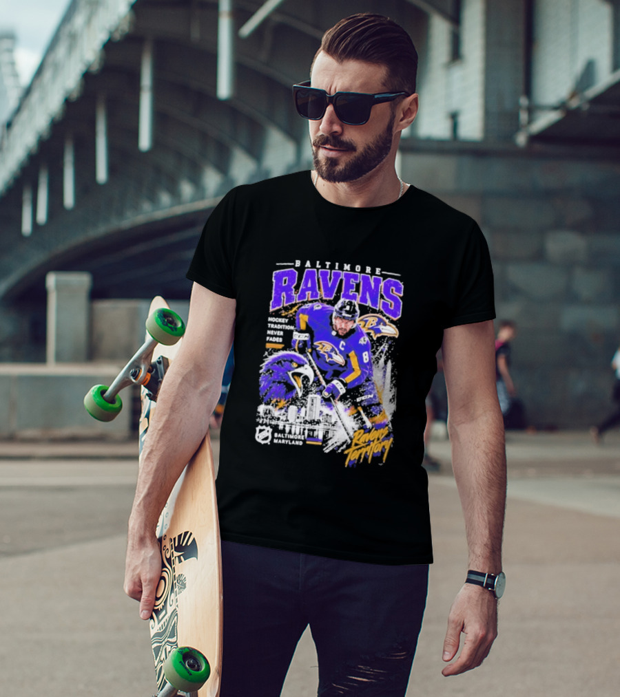 Baltimore Ravens Territory Tradition Never Fades Skyline Maryland Hockey T-Shirt