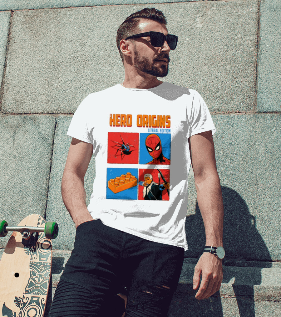 Hero Origins Spider Man Literal Edition Block Archer Spider T-Shirt