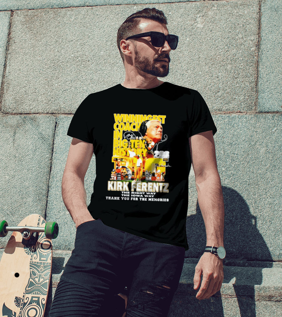 Kirk Ferentz Winningest Coach Big Ten History Iowa Hawkeyes Memories T-Shirt