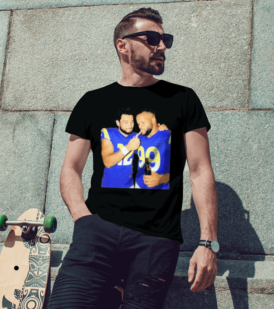 Los Angeles Rams Puka Nacua Aaron Donald Smoking Drinking NFL Football Team Players T-Shirt