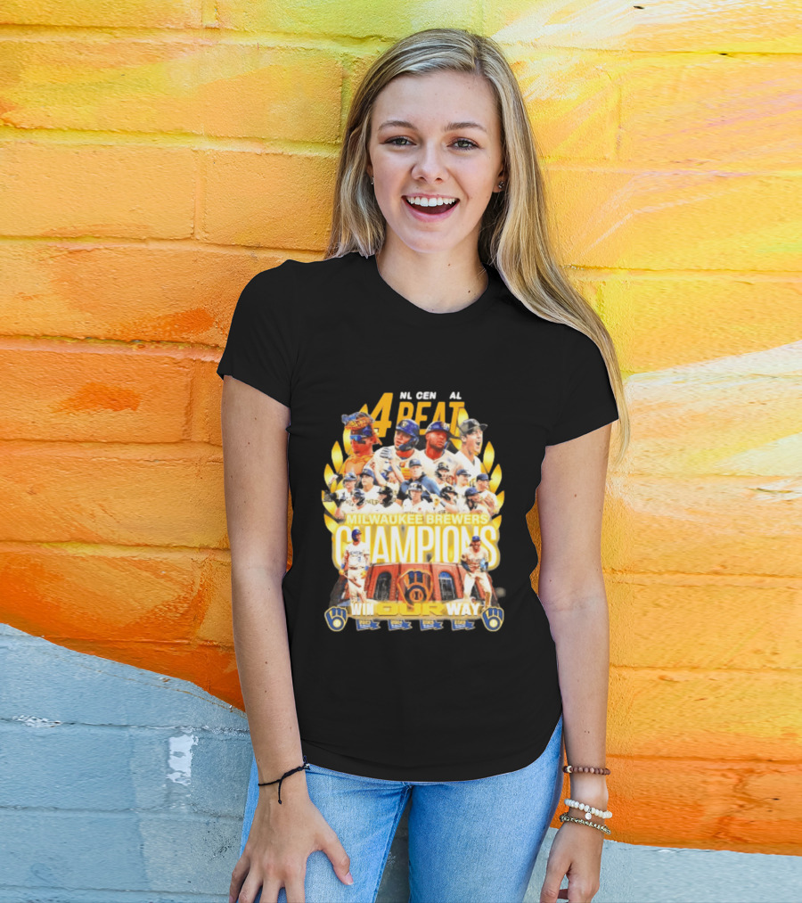 Milwaukee Brewers Champions 4peat NL Central Win Our Way T-Shirt