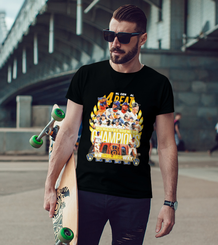 Milwaukee Brewers Champions 4peat NL Central Win Our Way T-Shirt