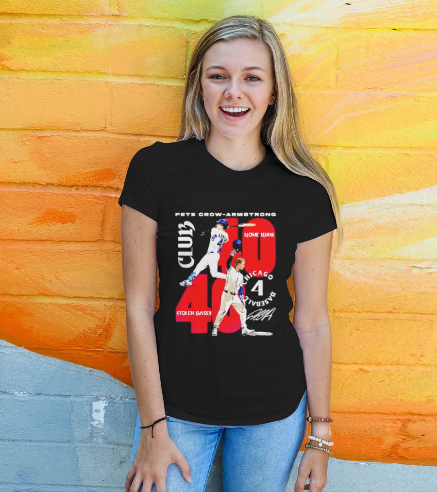 Pete Crow Armstrong Chicago Cubs 40 Home Runs 40 Stolen Bases Club Grunge T-Shirt