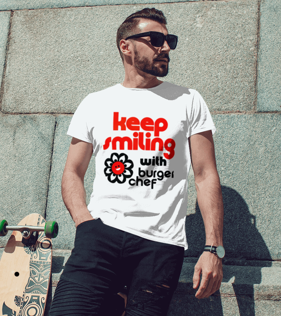 Keep Smiling With Burger Chef Retro Fast Food Nostalgia T-Shirt