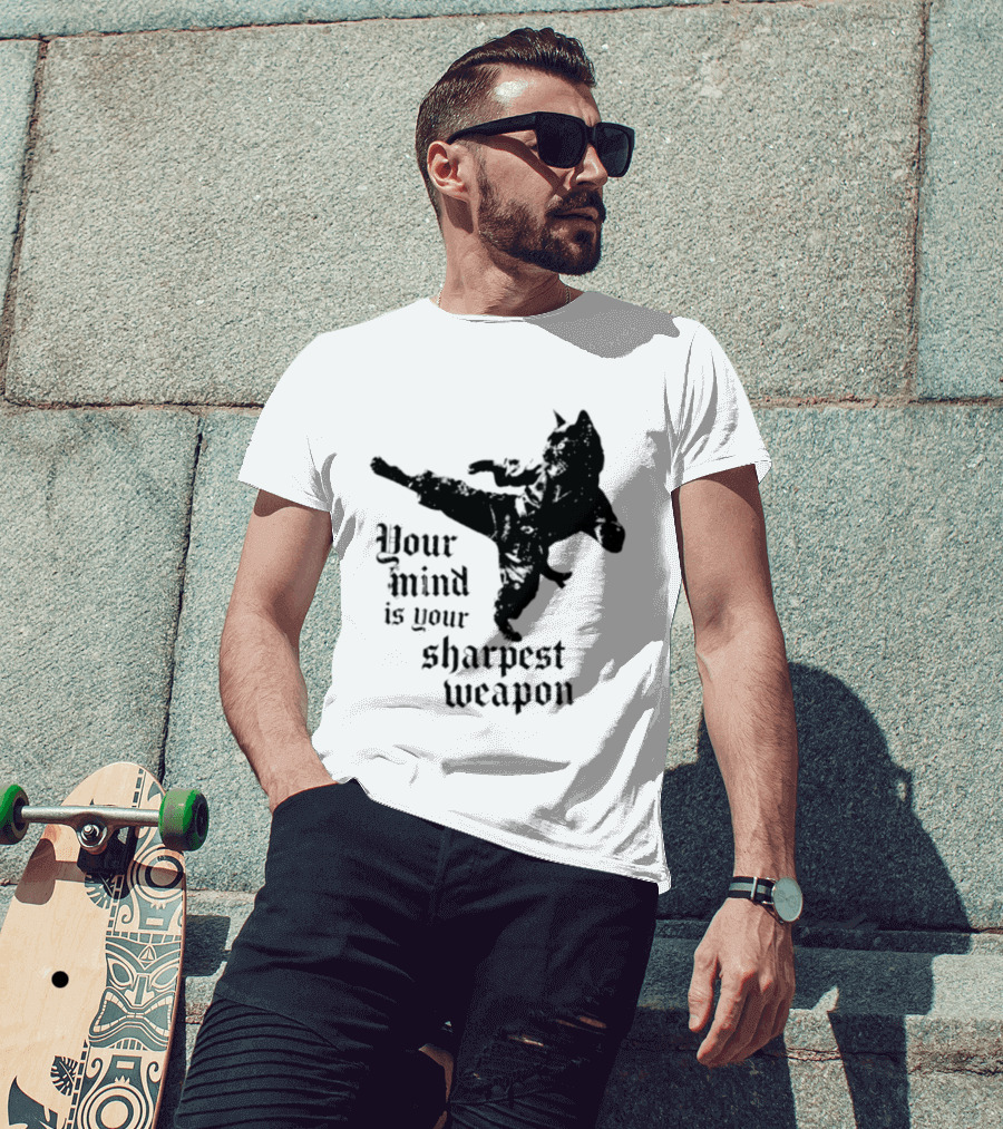 Your Mind Is Your Sharpest Weapon Karate Cat T-Shirt