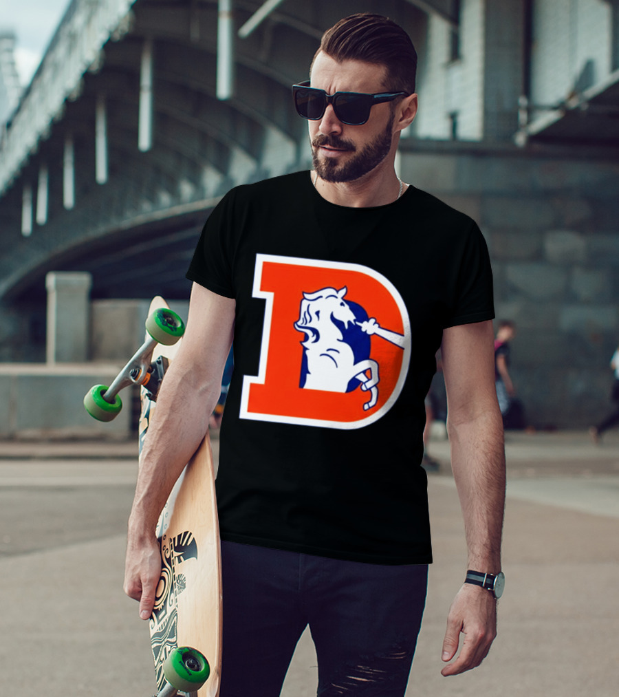 Bo Nix Broncos Old School Denver Horse Icon D T-Shirt