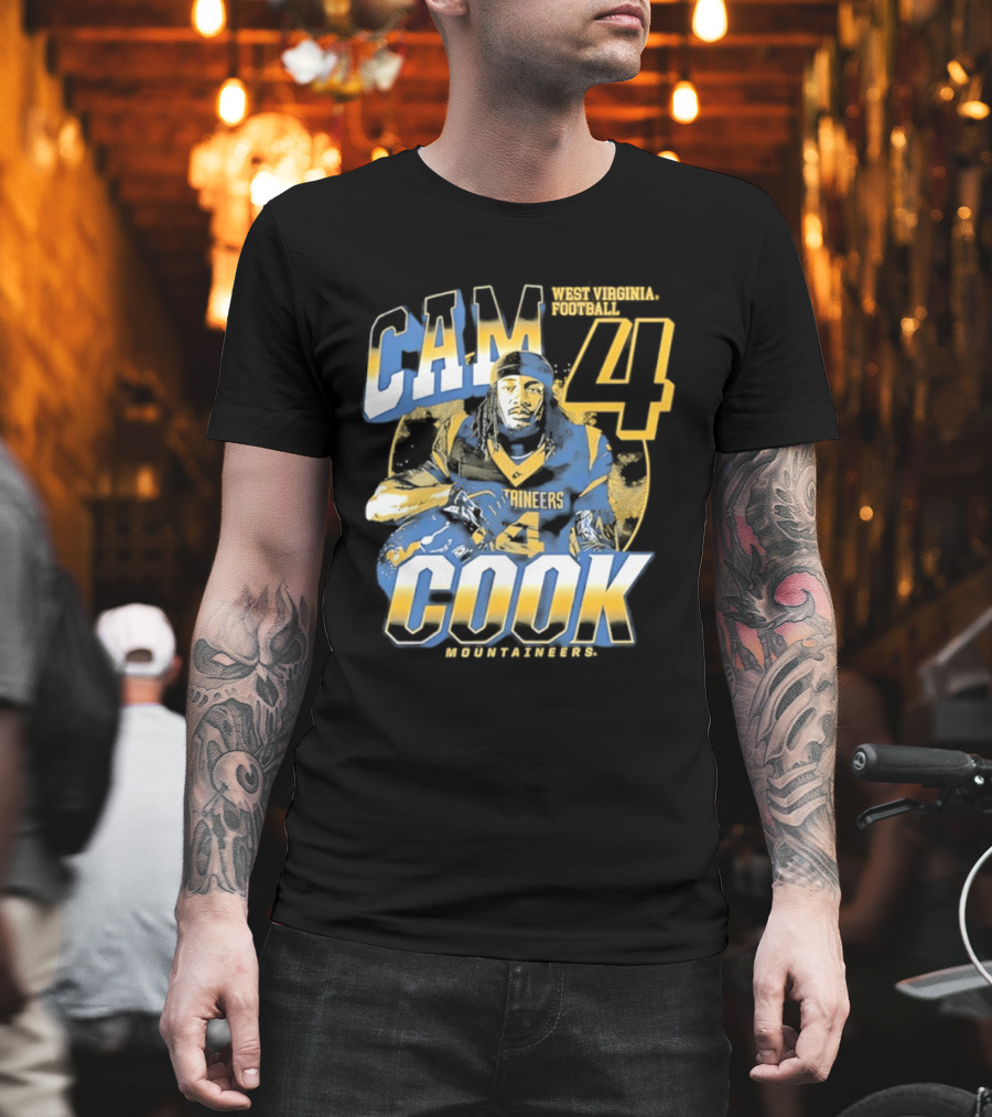 Cam 4 Cook West Virginia Football Mountaineers T-Shirt