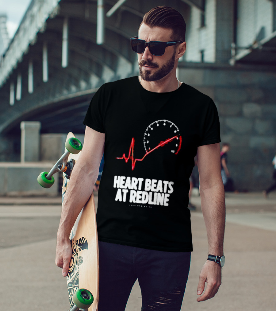 Heart Beats At Redline Tachometer Racing Car T-Shirt