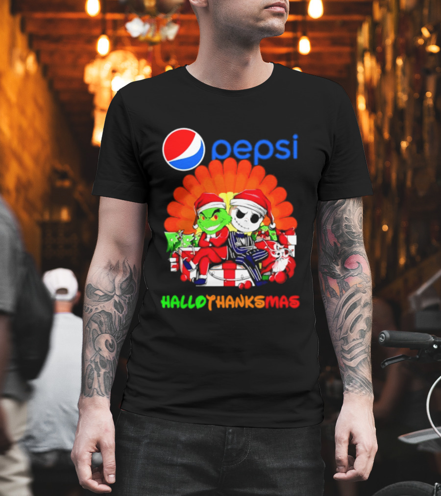 Pepsi Grinch Jack Skellington Hallothanksmas 2026 Holiday Mashup T-Shirt