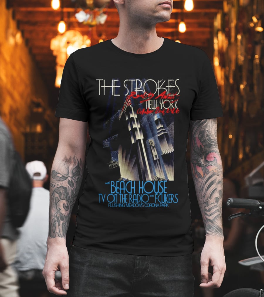The Strokes October 2 2026 Flushing Meadows Corona Park Queens NY Beach House TV On The Radio Folkers T-Shirt