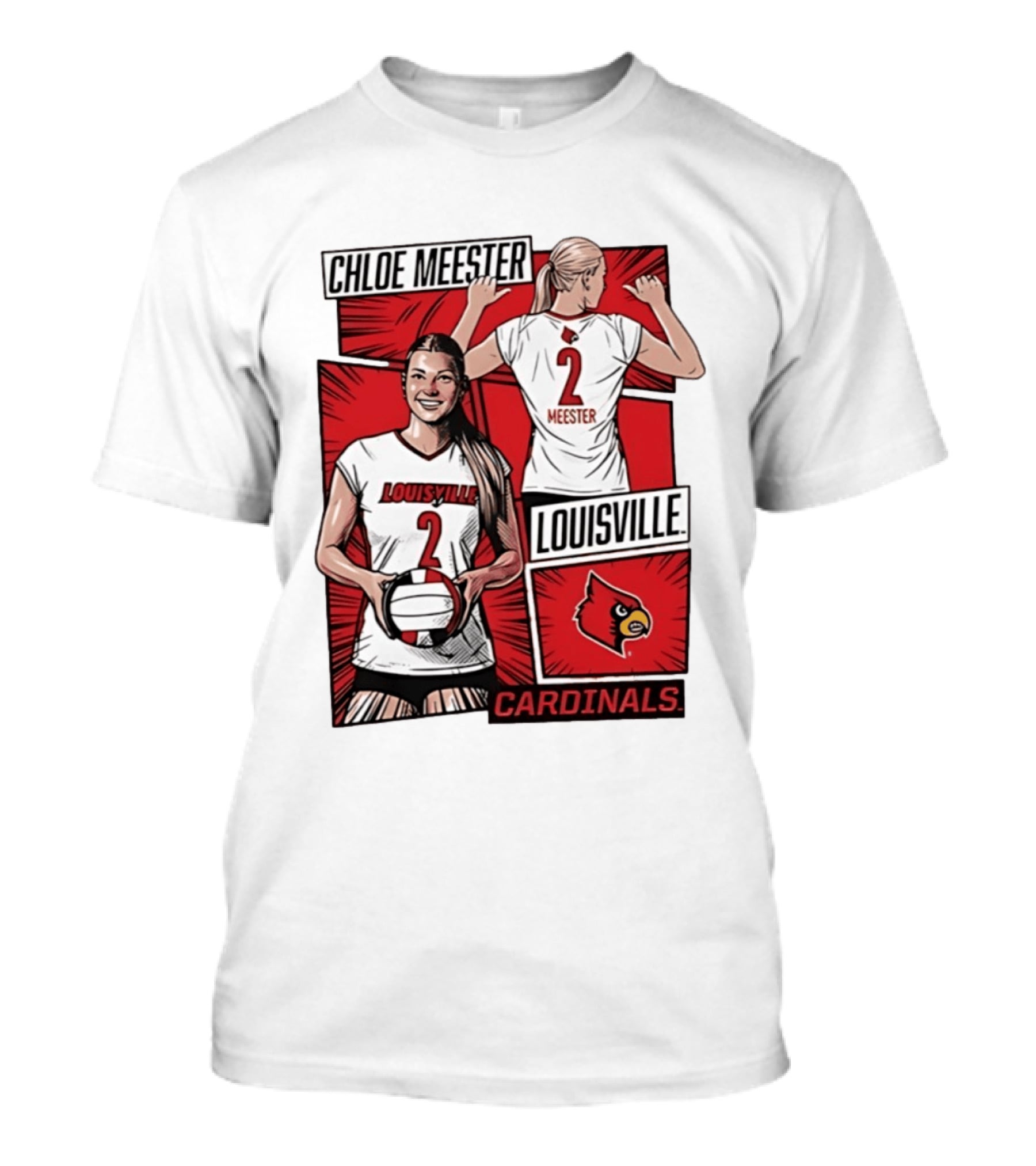 Chloe Meester Louisville Cardinals Volleyball Comic Book T-Shirt