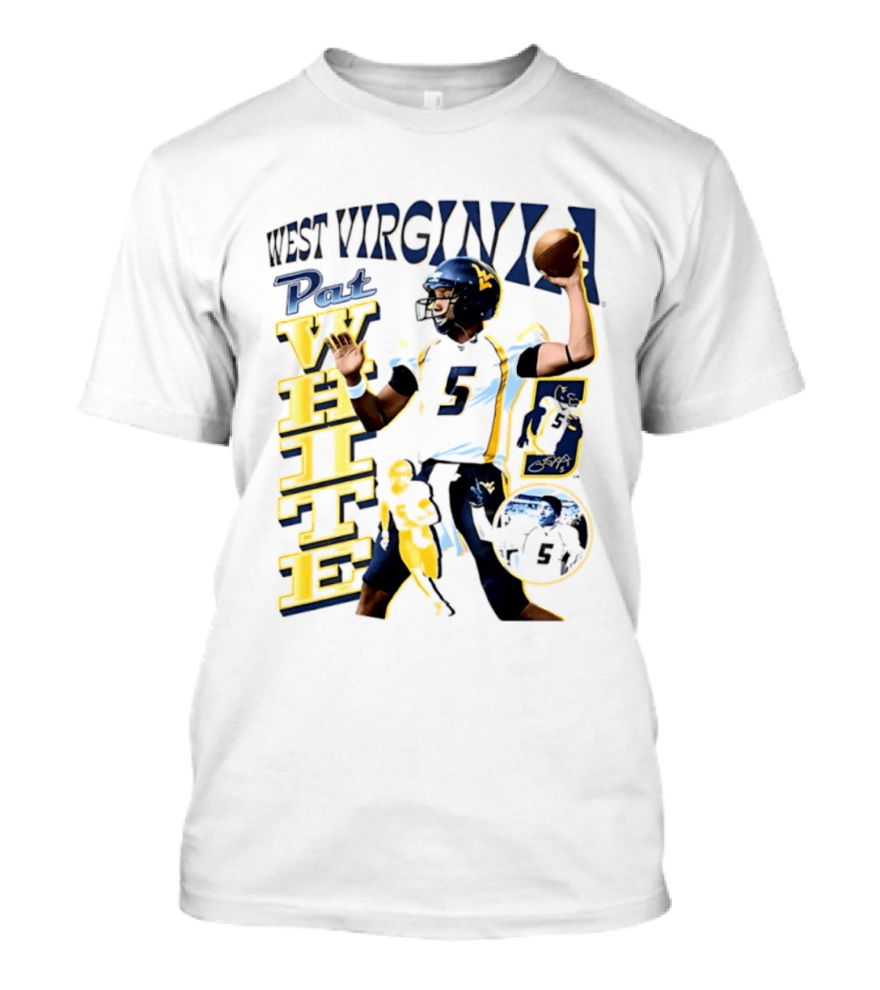 West Virginia Pat White NCAA Football Player Number 5 T-Shirt