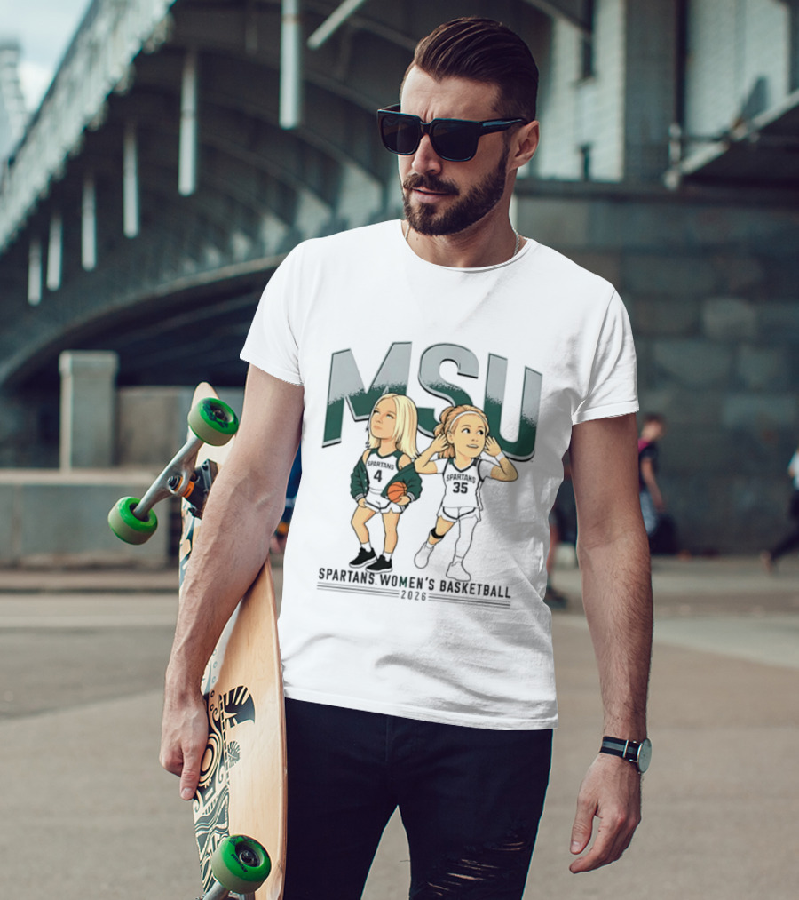 Theryn Hallock Kennedy Blair MSU Spartans Women's Basketball 2023 Caricature T-Shirt