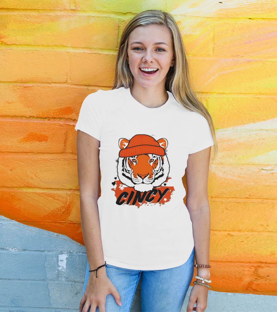 Cincy Tiger Beanie Cincinnati Bengals Football T-Shirt