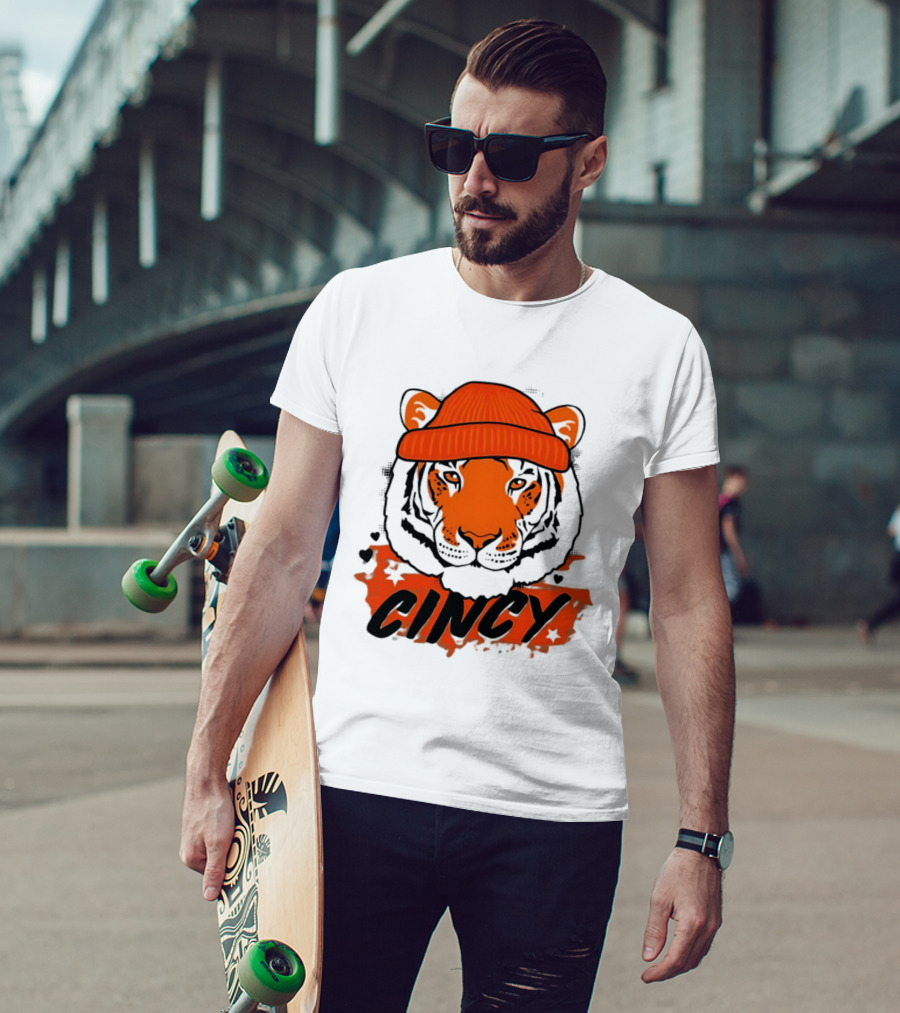 Cincy Tiger Beanie Cincinnati Bengals Football T-Shirt