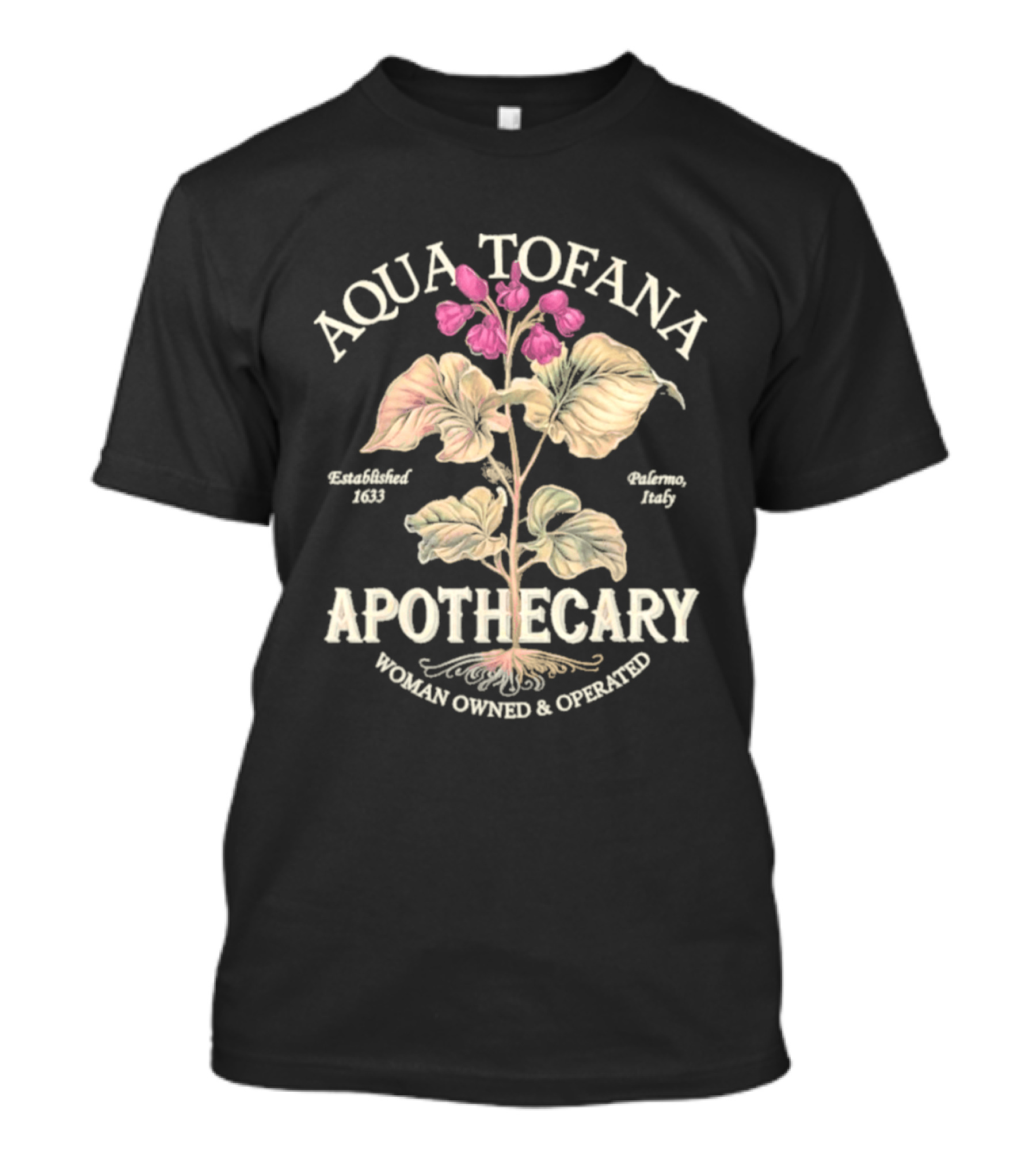 Aqua Tofana Apothecary Woman Owned Operated Established 1624 Palermo Italy T-Shirt