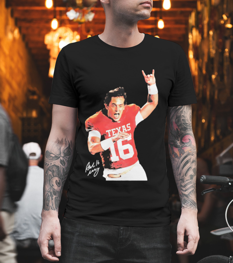 Arch Manning Texas Longhorns 16 Rock Hand Gesture T-Shirt