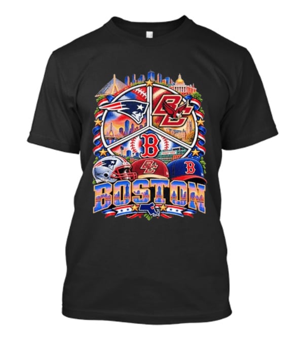 Patriots Boston College Eagles Red Sox Boston Skyline T-Shirt