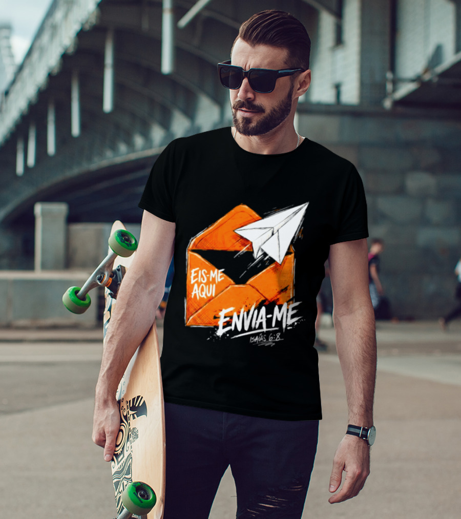 Eis Me Aqui Envia Me Isaias 6 8 Christian Envelope Paper Airplane T-Shirt
