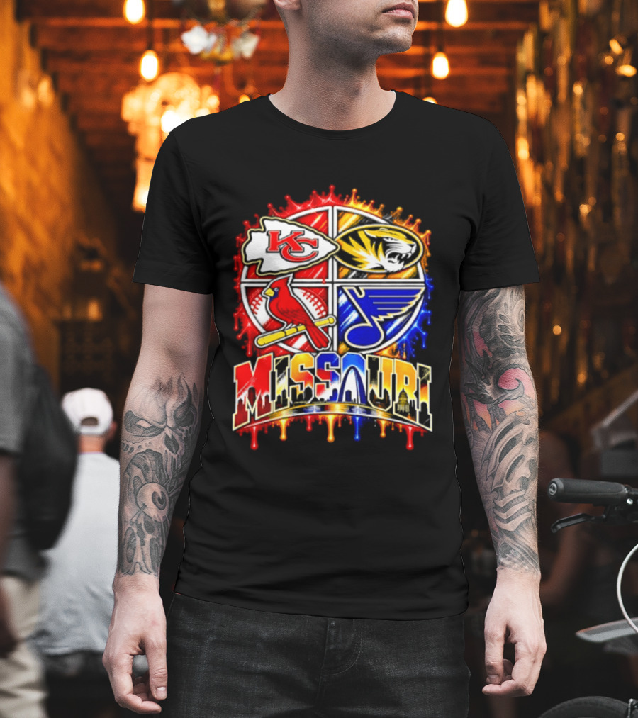 Missouri Kansas City Chiefs Mizzou Tigers St Louis Cardinals Blues Skyline T-Shirt