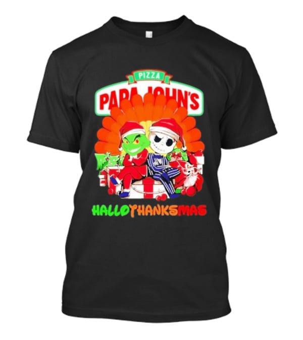 Papa John's Pizza Grinch Jack Skellington Hallothanksmas 2026 T-Shirt