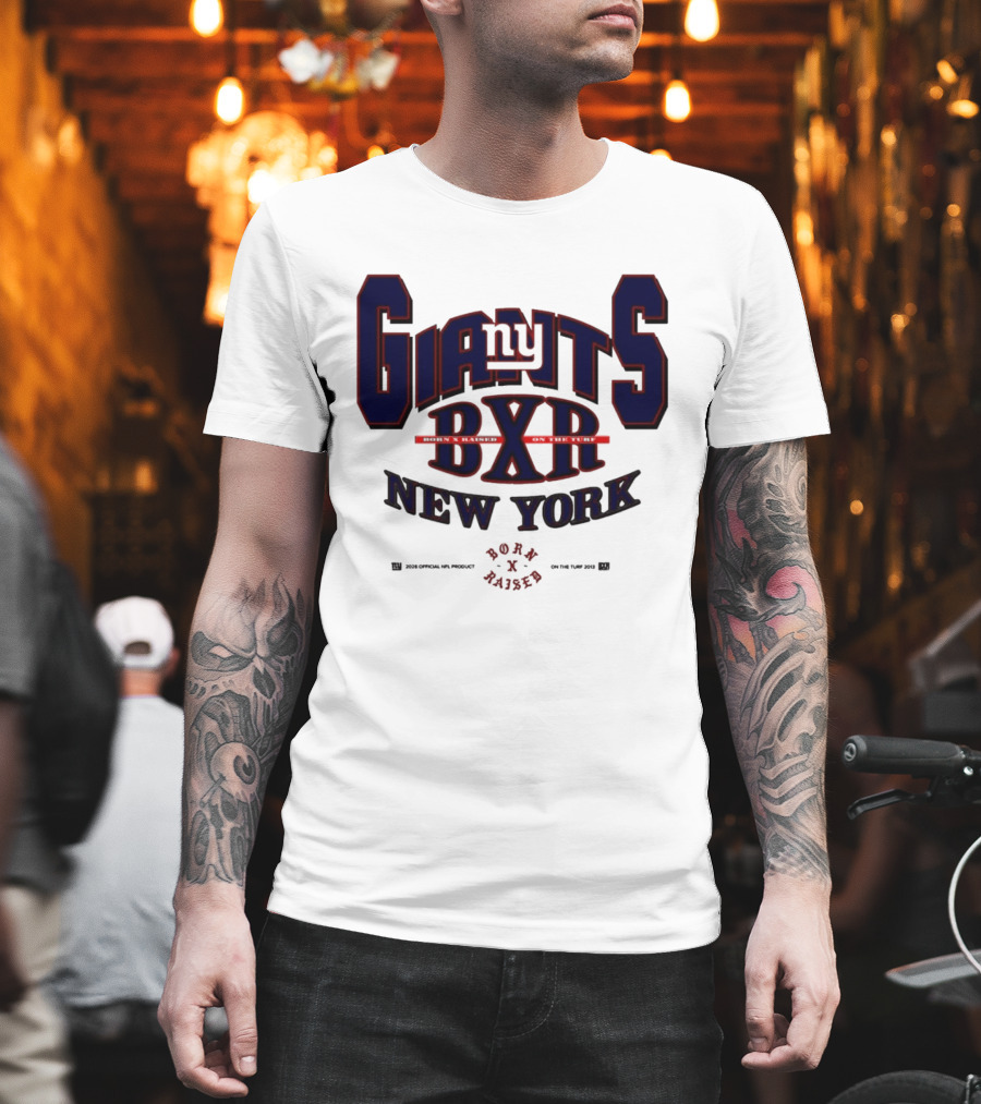 New York Giants BXR Born X Raised On The Turf Football T-Shirt