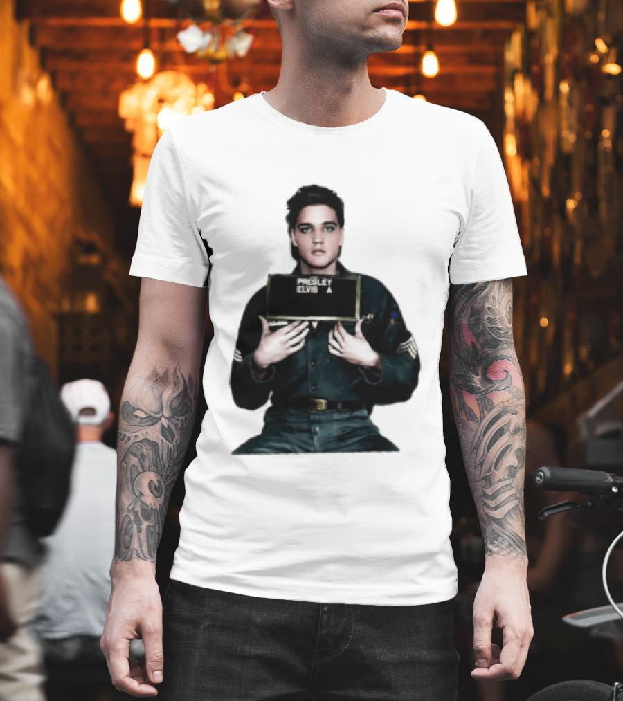 Elvis Presley Army Shot King Of Rock And Roll Iconic Military T-Shirt