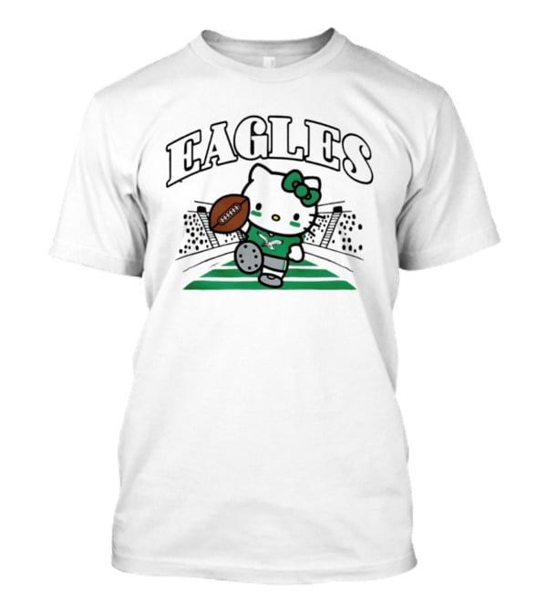 Hello Kitty Philadelphia Eagles Touchdown Stadium Football T-Shirt