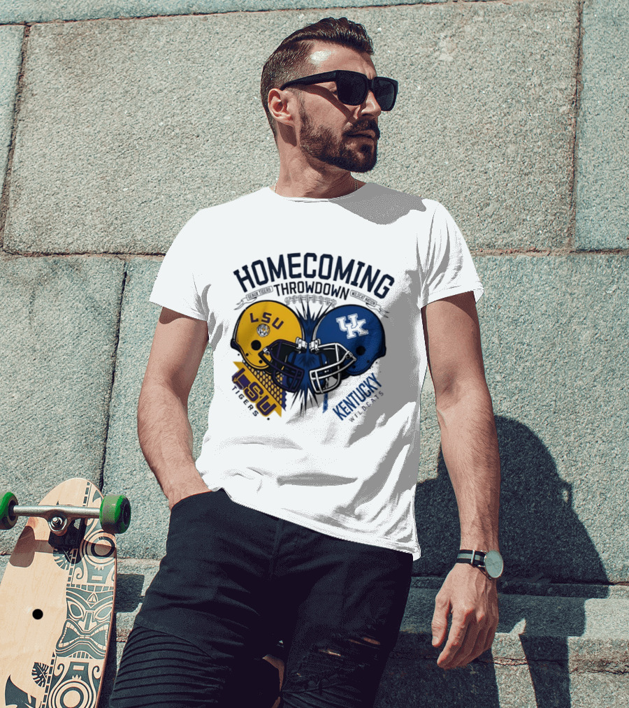 LSU Tigers Vs Kentucky Wildcats Football Homecoming Throwdown October 10 2026 Helmet Clash T-Shirt