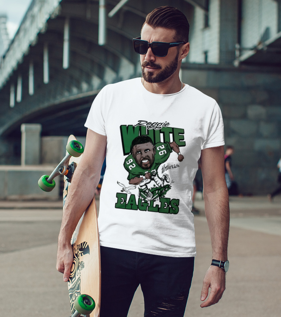 Philadelphia Eagles Reggie White 92 Player Caricature T-Shirt
