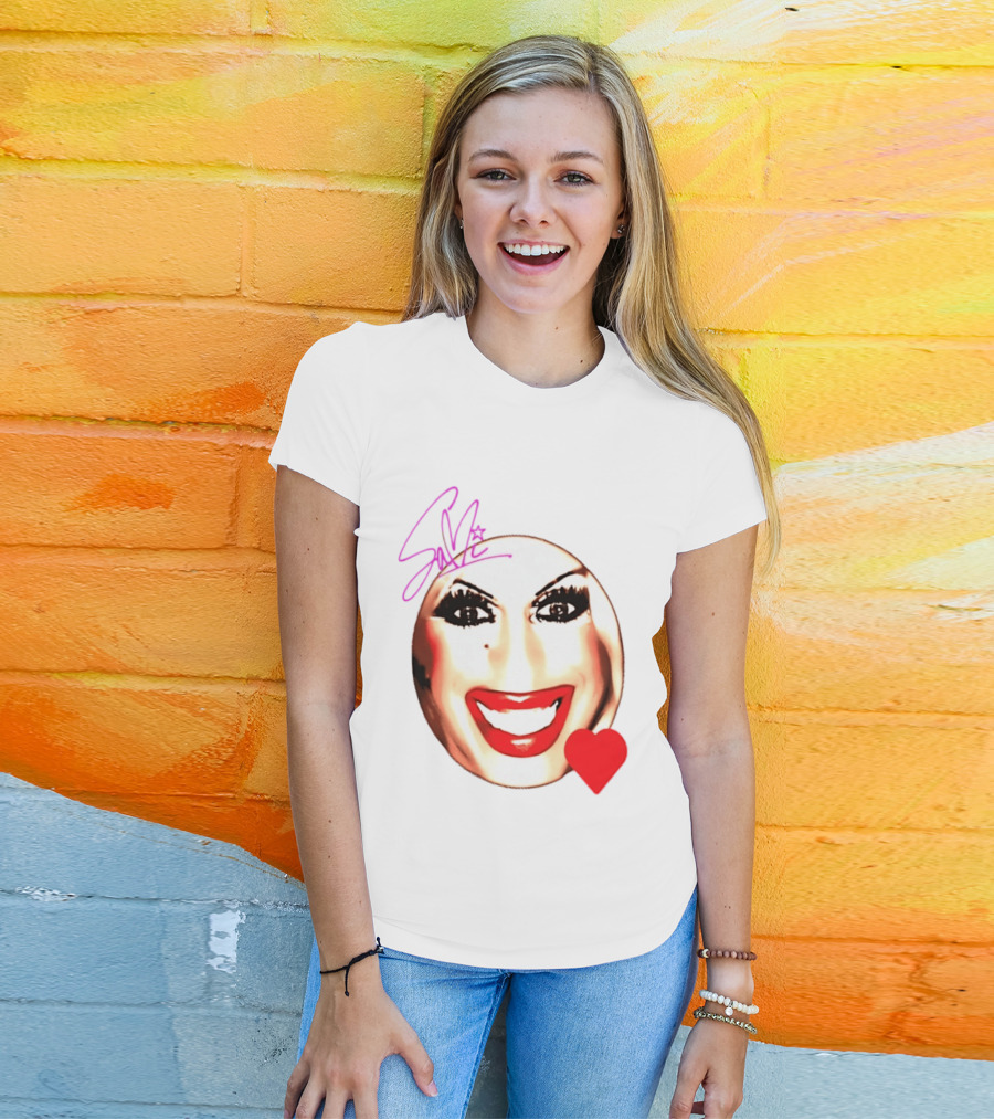 Sami Landri Big Face Heart Signature Red Lips T-Shirt