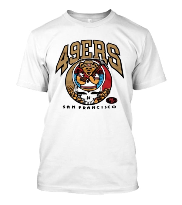 San Francisco 49ers Grateful Dead Steal Your Face Bear Design Collaboration T-Shirt