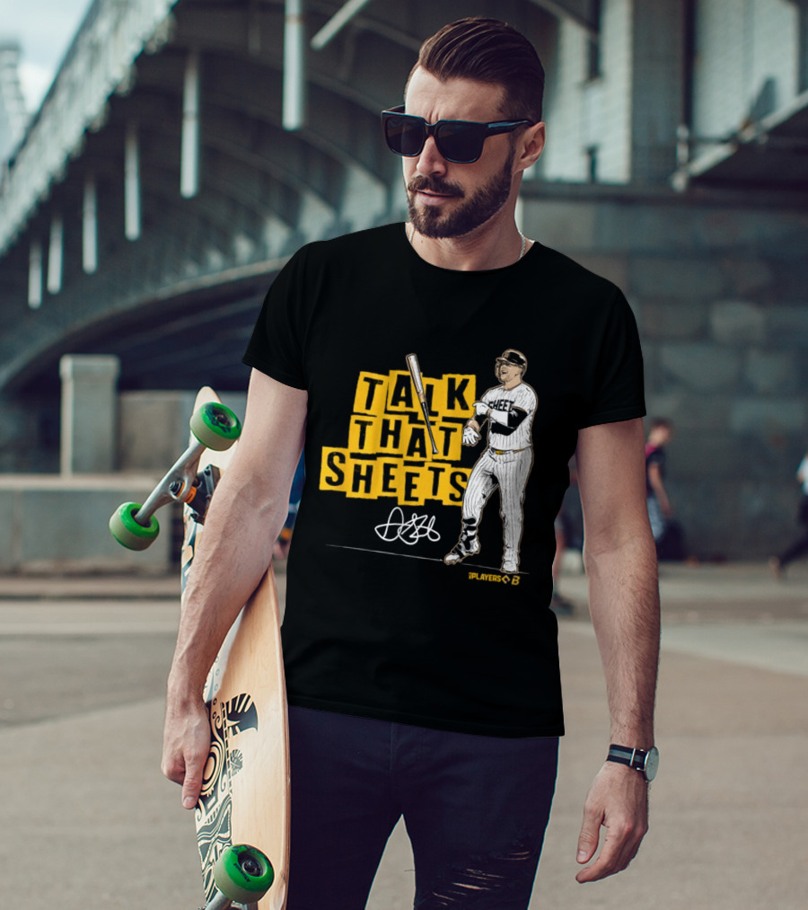 Gavin Sheets Talk That Sheets Baseball Player Yellow Block Lettering T-Shirt
