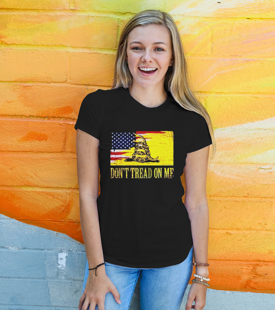 American Flag And Gadsden Snake Don't Tread On Me T-Shirt